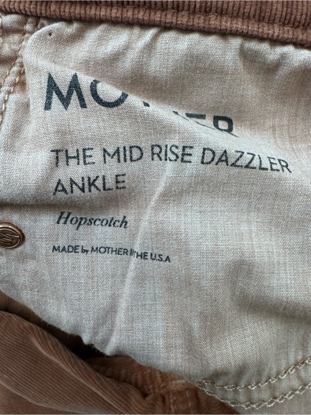 Mother The Mid Rise Dazzler Ankle In Mok Monk Brown Size 27 Corduroy Pants - Picture 9 of 15